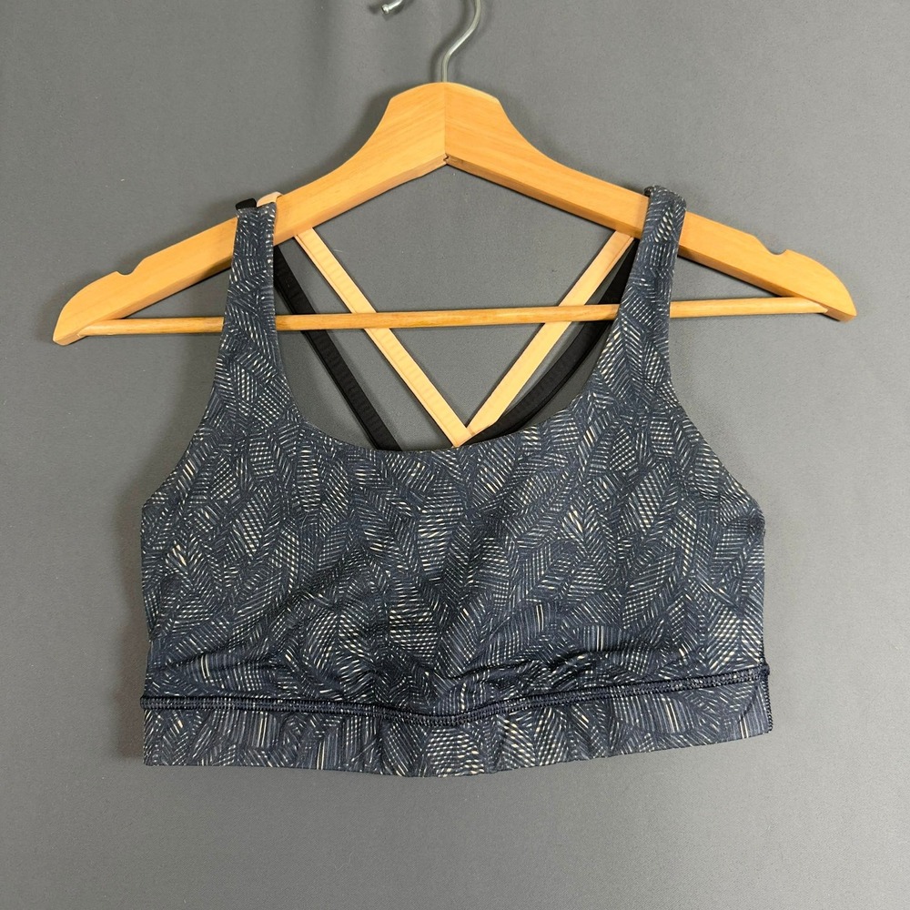 Lululemon Energy Bra Womens Size 6 Navy Geometric Print Medium Support